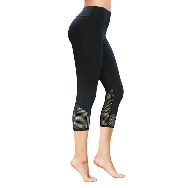 Black HQ 3.5″ High Waist 3 Pockets Capri Yoga Pants