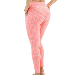 High Waist Push-Up Squad Scrunch Pink Leggings with Double Pockets