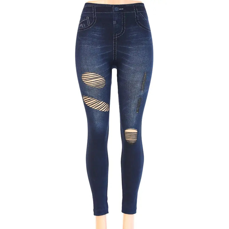 Plus Jeggings Circled Ripped Blue