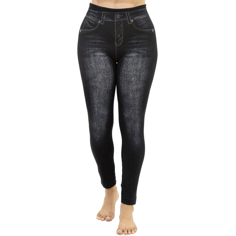 Faded Front Black Jeggings Plus