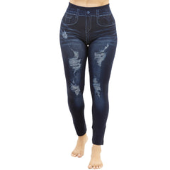 Blue Jeggings With Patches Design